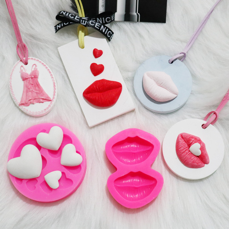 Ziua Îndrăgostiților Mucegai din silicon pentru buze roșii, argilă, ciocolată, fondant, pentru decorarea torturilor, forma pentru aromoterapie, ipsos pentru buze