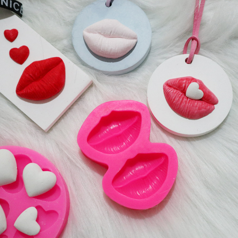 Ziua Îndrăgostiților Mucegai din silicon pentru buze roșii, argilă, ciocolată, fondant, pentru decorarea torturilor, forma pentru aromoterapie, ipsos pentru buze