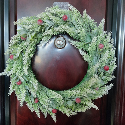 Kalėdinis rotango vainikas Pušis Natūralios šakos Uogos ir kankorėžiai Kalėdų vainiko reikmenys Namų durų apdaila Naujiesiems metams
