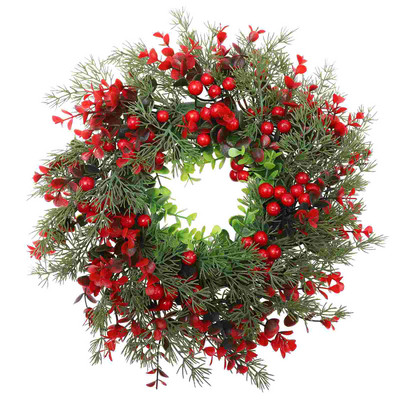 Στεφάνι πόρτα Χριστουγεννιάτικη γιρλάντα μούρο κόκκινο χειμωνιάτικο μπροστινό τεχνητό κλωνάρι Χριστουγεννιάτικο δέντρο σκάλα Κρεμάστρα μανδύα τζάκι Γιορτινή γιρλάντα