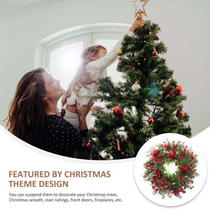 Vainikas Durys Kalėdų girlianda Uoga Raudona Žiemos Priekinė Dirbtinė Šakelė Kalėdų Medžio Laiptai Kabykla Mantija Židinys Atostogų girlianda