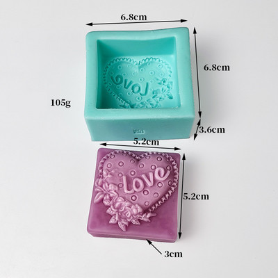 Forme 3D pătrate pentru săpun Love Heart Design Mold din silicon Forme pentru săpun Lumânări pentru săpun lucrat manual Artizanat Cadouri de nuntă Instrumente pentru decorarea torturilor