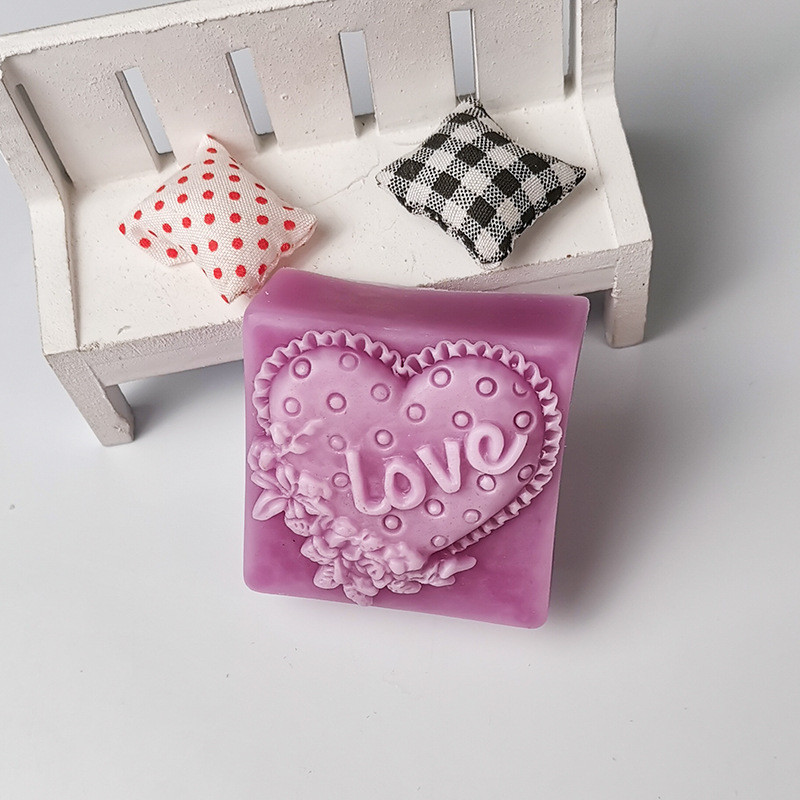 Forme 3D pătrate pentru săpun Love Heart Design Mold din silicon Forme pentru săpun Lumânări pentru săpun lucrat manual Artizanat Cadouri de nuntă Instrumente pentru decorarea torturilor