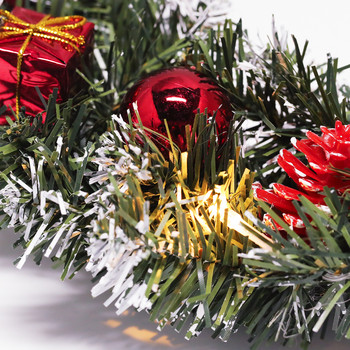 35-40CM Σύνθεση στεφάνι Χριστουγεννιάτικο Στολίδι Spruce 2022 Χριστουγεννιάτικο στεφάνι με φως LED μπροστινή πόρτα σπιτιού Κρεμαστό πάρτι γιρλάντα