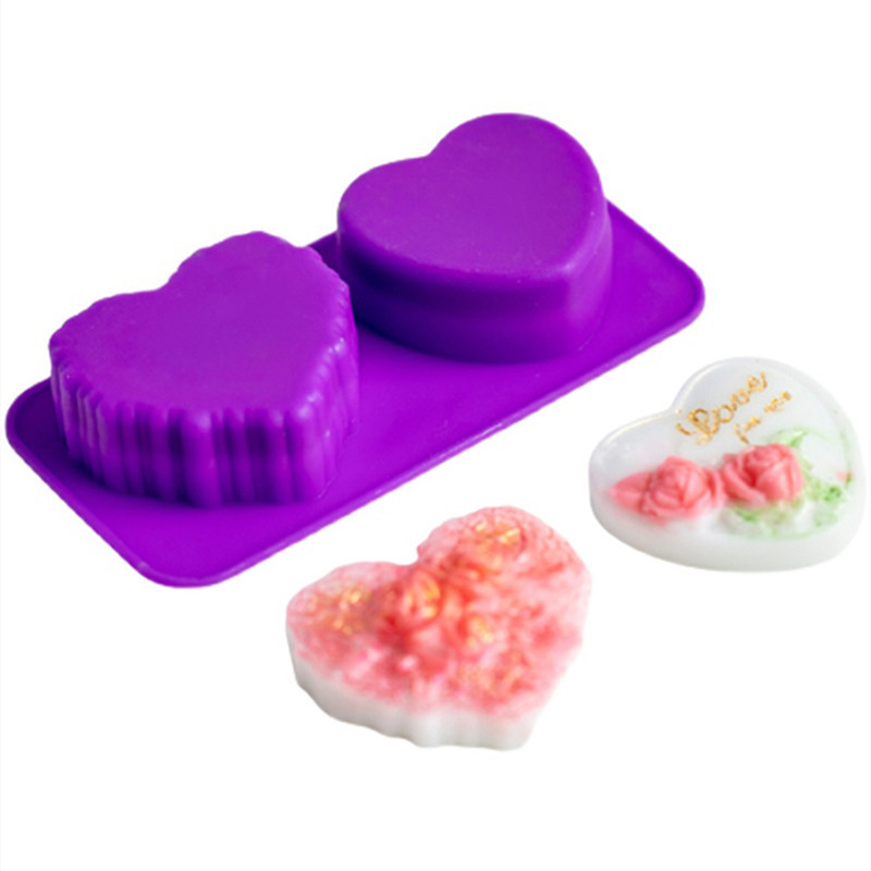 Love Heart Shape Καλούπι Σιλικόνης Σαπουνιού 3D Rose Flower Χειροποίητα καλούπια για σαπουνάδα Φτιάχνοντας DIY Διακοσμητικά καλούπια σιλικόνης για σαπούνι