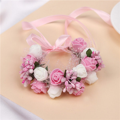 6 krāsu sieviešu pludmales galvas saite ar ziediem matiem, dāmu meiteņu līgavu boho ziedu galvas saite ar ziedu galvas vainagu Bohēmijas pludmales zieds