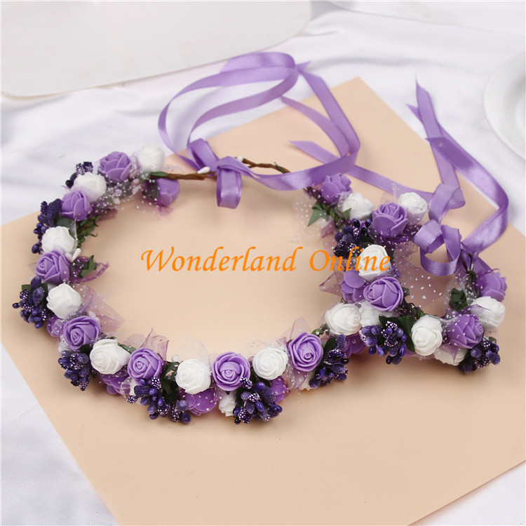 6 krāsu sieviešu pludmales galvas saite ar ziediem matiem, dāmu meiteņu līgavu boho ziedu galvas saite ar ziedu galvas vainagu Bohēmijas pludmales zieds