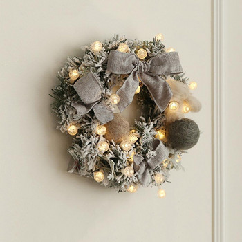 Χριστουγεννιάτικο στεφάνι για κρεμαστό στεφάνι πόρτας από τεχνητό λουλούδι ρατάν 30 εκατοστών με ανάλαφρη διακόσμηση τοίχου για το πάρτι του σπιτιού #EW