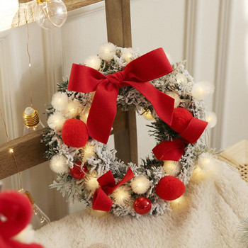 Χριστουγεννιάτικο στεφάνι για κρεμαστό στεφάνι πόρτας από τεχνητό λουλούδι ρατάν 30 εκατοστών με ανάλαφρη διακόσμηση τοίχου για το πάρτι του σπιτιού #EW