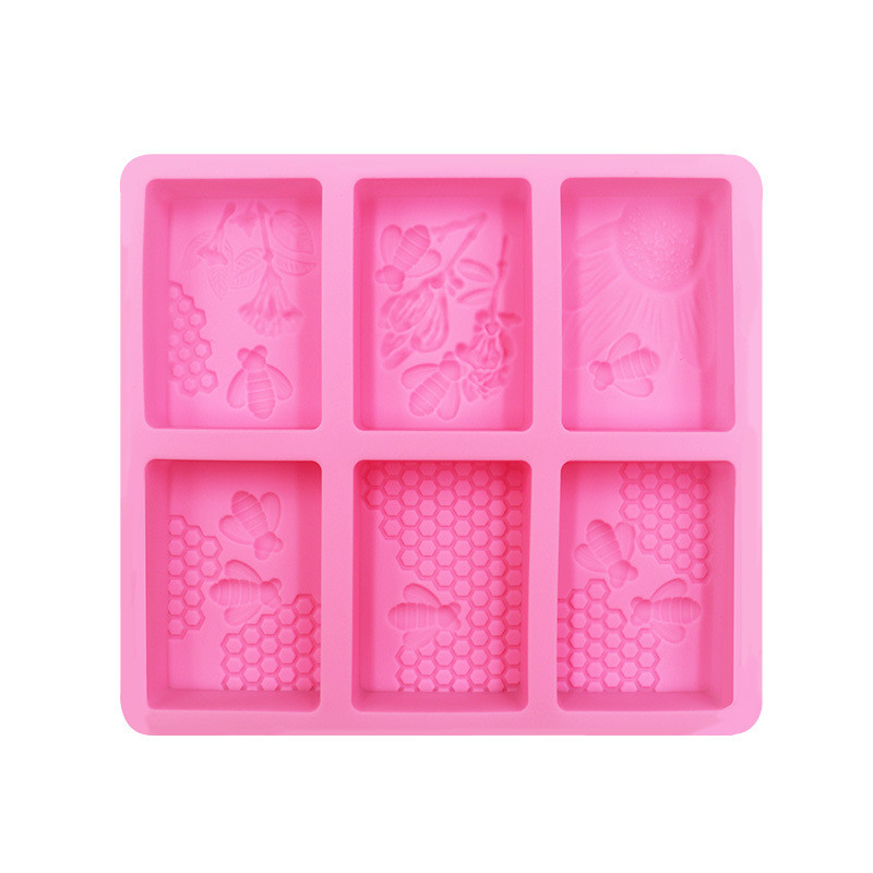 3D ristkülikukujulised mesilaste lillede kujuga silikoonist seebivorm DIY käsitsi valmistatud seebivormid seebi valmistamine kooki küünlavormid käsitööna kaunistus
