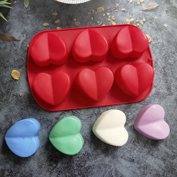6 κοιλότητες Valentine Heart Καλούπι σαπουνιού σιλικόνης DIY Love Soap Making Σοκολάτα Ψήσιμο Κερί Καλούπι Δώρα Προμήθειες χειροτεχνίας Διακόσμηση σπιτιού