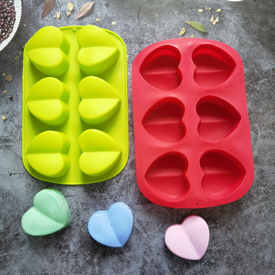 6 κοιλότητες Valentine Heart Καλούπι σαπουνιού σιλικόνης DIY Love Soap Making Σοκολάτα Ψήσιμο Κερί Καλούπι Δώρα Προμήθειες χειροτεχνίας Διακόσμηση σπιτιού