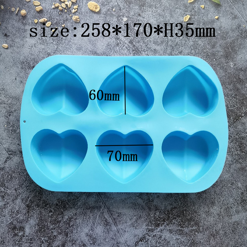 6 õõnsust sõbrapäeva süda silikoonseebivorm DIY armastusseebi valmistamine šokolaadi küpsetamine küünlavorm kingitused käsitöötarbed kodukaunistus