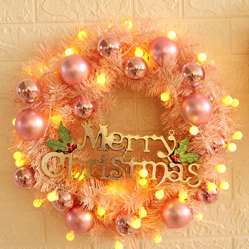 30/40/50/60 εκ. Ροζ Χριστουγεννιάτικο στεφάνι Ροζ χρυσό Χριστουγεννιάτικο γράμμα χριστουγεννιάτικης μπάλας Merry Christmas Door Garlands Naviidad Goods Happy New Year 2022