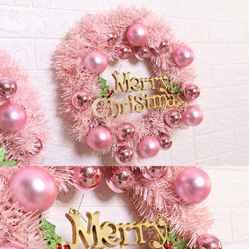 30/40/50/60 εκ. Ροζ Χριστουγεννιάτικο στεφάνι Ροζ χρυσό Χριστουγεννιάτικο γράμμα χριστουγεννιάτικης μπάλας Merry Christmas Door Garlands Naviidad Goods Happy New Year 2022