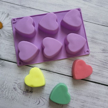 6 κοιλότητες Valentine Heart Καλούπι σαπουνιού σιλικόνης DIY Love Soap Making Σοκολάτα Ψήσιμο Κερί Καλούπι Δώρα Προμήθειες χειροτεχνίας Διακόσμηση σπιτιού
