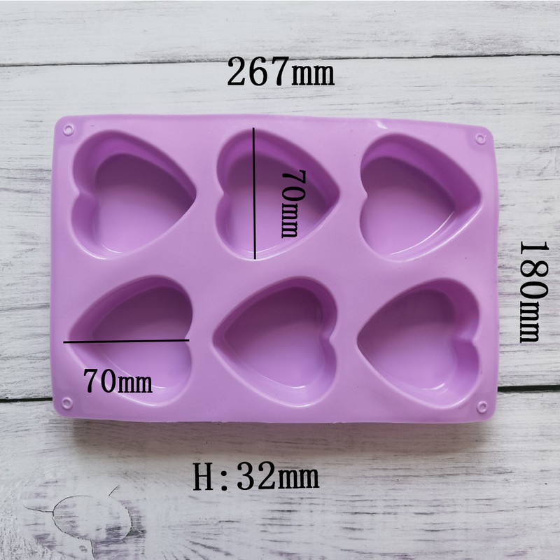 6 cavități Valentine Heart Silicon Sapun Mold DIY Love Sapun Maker Ciocolată Coace Lumânări Mucegai Cadouri Artizanat Decor Home