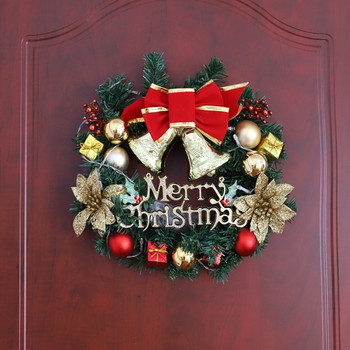 Καλά χριστουγεννιάτικα διακοσμητικά για το σπίτι LED λαμπερά στολίδια γιρλάντας Πρωτοχρονιάτικα τεχνητά πράσινα φύλλα Διακόσμηση πόρτας Κρεμαστό στεφάνι