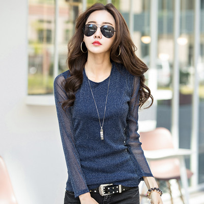 Bluză de damă modernă cu mâneci lungi și elemente strălucitoare