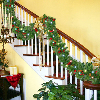 Διακοσμητικό χριστουγεννιάτικο LED Rattan Garland 2,7 εκατ. Πράσινη Χριστουγεννιάτικη γιρλάντα Τεχνητό χριστουγεννιάτικο δέντρο στεφάνι για πανό Rattan