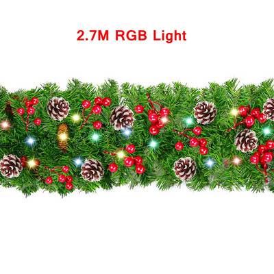 2,7M jõulud LED-rotangist vanik Dekoratiivne roheline jõuluvanik Kunstlik jõulupuu rotangist bänneri kaunistuspärg