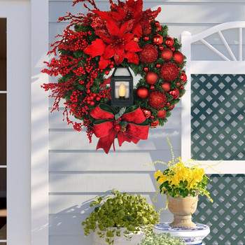 Τεχνητό κουκουνάρι κόκκινο μούρο Γιρλάντα Κρεμαστό Στολίδι Διακοσμήσεις Τοίχων Μπροστινής Πόρτας Δώρο Δώρο για πάρτι με στεφάνι για χριστουγεννιάτικο δέντρο