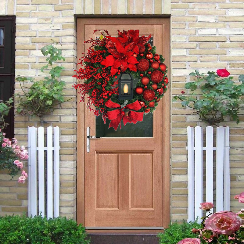 Dirbtinis pušies kūgio raudonų uogų girlianda kabantis ornamentas priekinių durų sienų dekoracijos Linksmų Kalėdų eglutės vainiko vakarėlio dekoro dovana