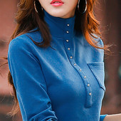 Bluza de dama model nou cu guler inalt si buzunar