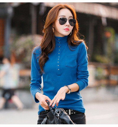 Bluza de dama model nou cu guler inalt si buzunar