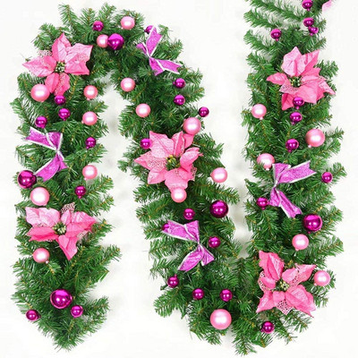 ZK30 2,7 M Božićni LED vijenac od ratana Ukrasni zeleni božićni vijenac Umjetno božićno drvce Ukrasni vijenac od ratana