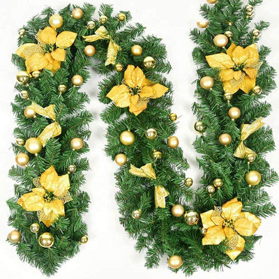 ZK30 2,7 M Božićni LED vijenac od ratana Ukrasni zeleni božićni vijenac Umjetno božićno drvce Ukrasni vijenac od ratana