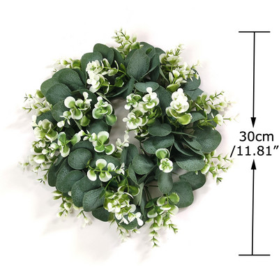 Baltās hortenzijas zaļās lapas Eikalipta vītnes mājas dekors Mākslīgo ziedu vainags kāzu dekorēšanai Ziemassvētku rotājums