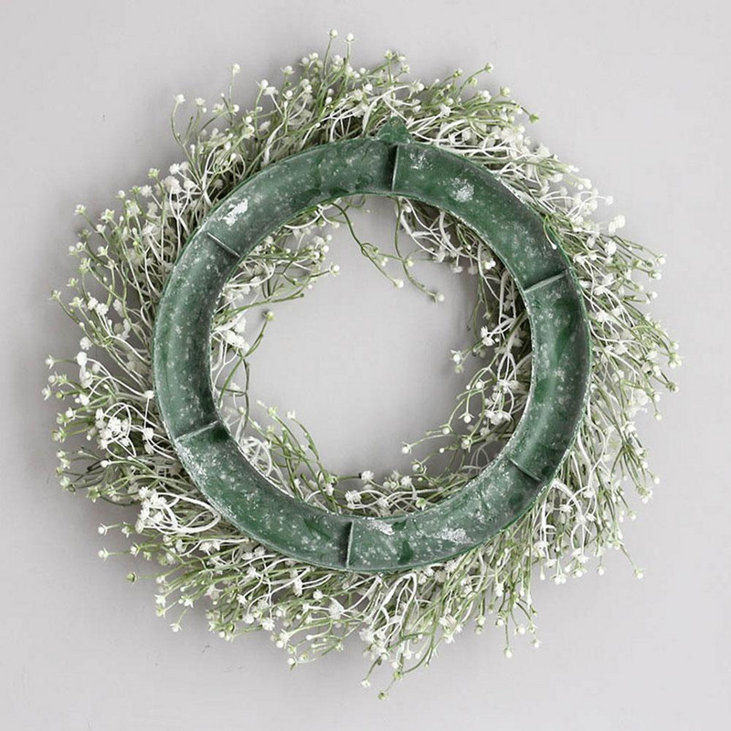 Ghirlandă de coroană de gipsofilă artificială pentru petrecere, nunți, decorare ușii din față, simulare, ghirlandă, inel de iarbă