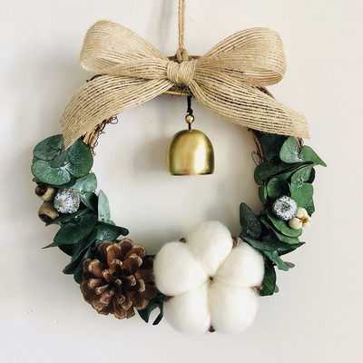 Χριστουγεννιάτικο αποκλειστικό στεφάνι από αποξηραμένα λουλούδια μπαστούνι διακόσμηση αιώνιο λουλούδι στεφάνι χειροποίητο χειροποίητο μενταγιόν