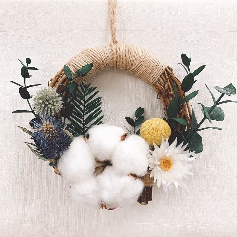Χριστουγεννιάτικο αποκλειστικό στεφάνι από αποξηραμένα λουλούδια μπαστούνι διακόσμηση αιώνιο λουλούδι στεφάνι χειροποίητο χειροποίητο μενταγιόν