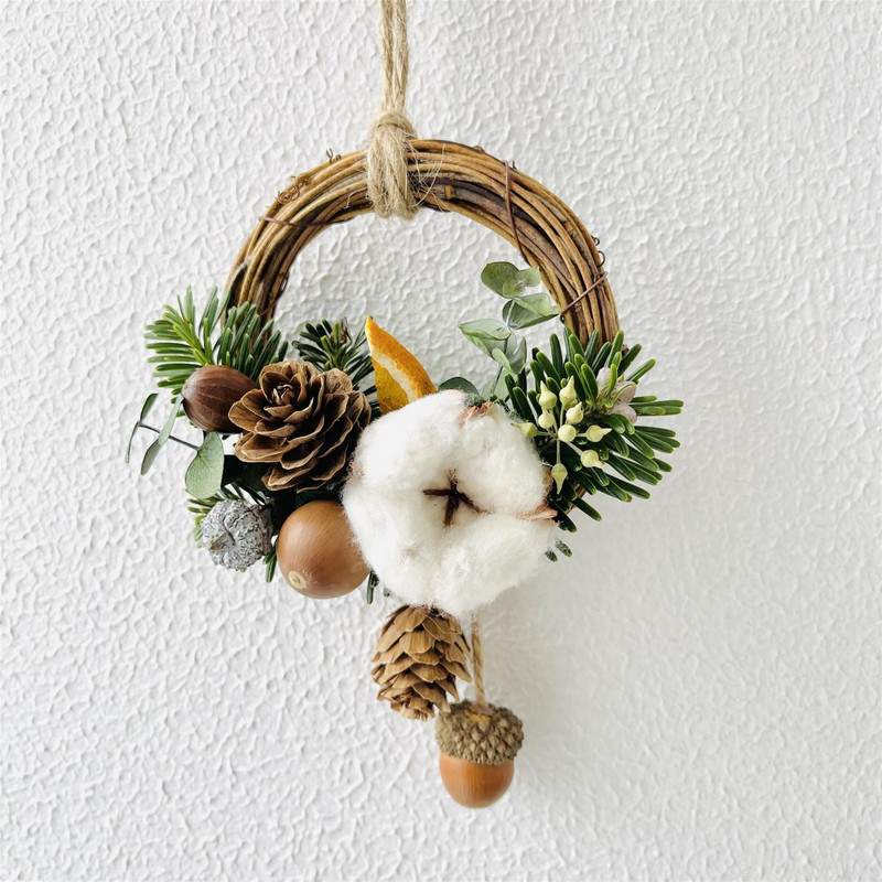 Χριστουγεννιάτικο αποκλειστικό στεφάνι από αποξηραμένα λουλούδια μπαστούνι διακόσμηση αιώνιο λουλούδι στεφάνι χειροποίητο χειροποίητο μενταγιόν