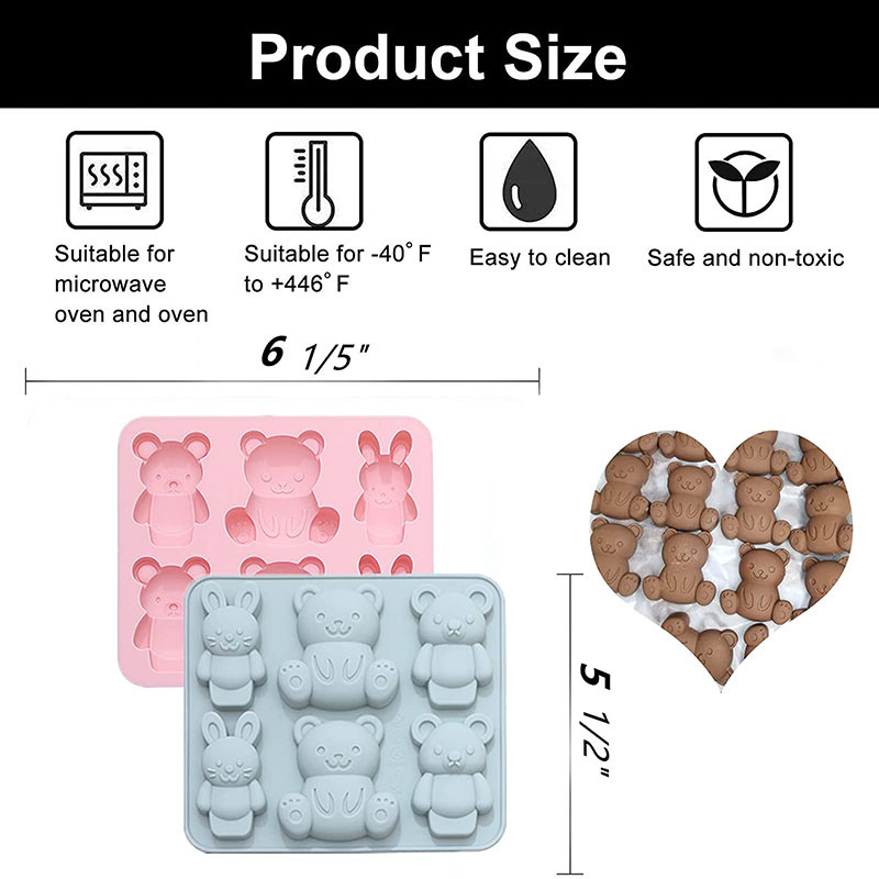 1 pakk silikoonist kummikaru vorme, šokolaadivorme – tehke suuri kommi- ja tarretiskarusid; tarretis, želatiin, šokolaad, seep, jäävormid