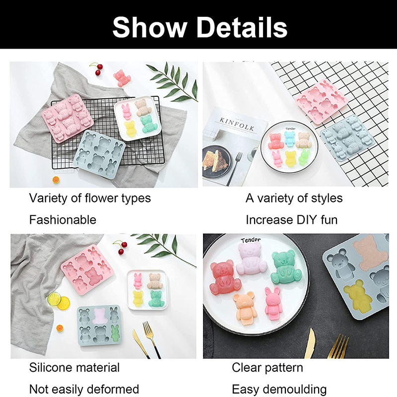 1 pakk silikoonist kummikaru vorme, šokolaadivorme – tehke suuri kommi- ja tarretiskarusid; tarretis, želatiin, šokolaad, seep, jäävormid