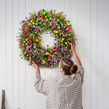 Στεφάνι τεχνητού λουλουδιού Πολύχρωμο ανοιξιάτικο καλοκαιρινό λουλουδάτο στεφάνι για μπουκέτο πάρτι τοίχου μπροστινής πόρτας Διακόσμηση γάμου Γιρλάντες εξοχικής κατοικίας