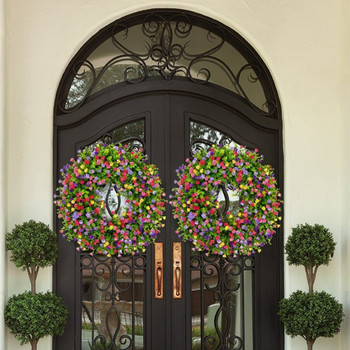 Στεφάνι τεχνητού λουλουδιού Πολύχρωμο ανοιξιάτικο καλοκαιρινό λουλουδάτο στεφάνι για μπουκέτο πάρτι τοίχου μπροστινής πόρτας Διακόσμηση γάμου Γιρλάντες εξοχικής κατοικίας