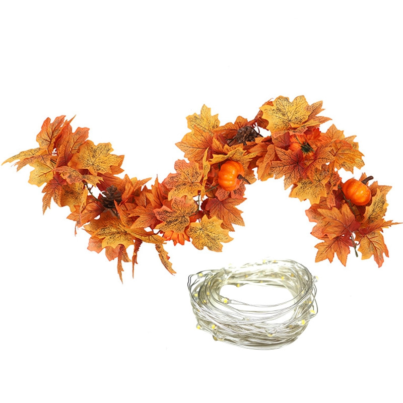 Есенен кленов гирлянд 3,3 фута/парче Изкуствен гирлянд от есенна зеленина Тиквен слънчоглед Есенен декор за домашно сватбено парти
