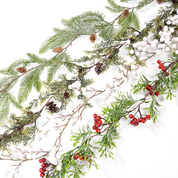 150 εκ. Τεχνητά κουκουνάρια Αμπέλι Χριστουγεννιάτικα Διακοσμητικά νιφάδα χιονιού Κλαδιά πεύκου Πράσινα φύλλα γιρλάντα Στεφάνι διακόσμηση τοίχου για γάμο