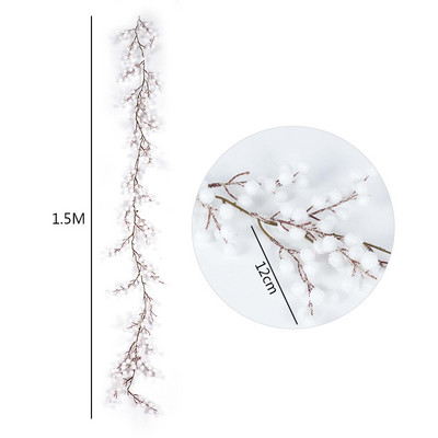 150 εκ. Τεχνητά κουκουνάρια Αμπέλι Χριστουγεννιάτικα Διακοσμητικά νιφάδα χιονιού Κλαδιά πεύκου Πράσινα φύλλα γιρλάντα Στεφάνι διακόσμηση τοίχου για γάμο