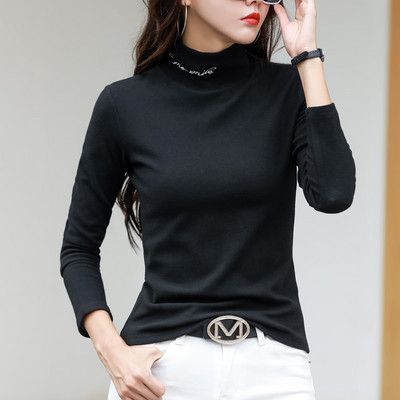 Bluză casual cu mânecă lungă pentru damă, cu guler polo