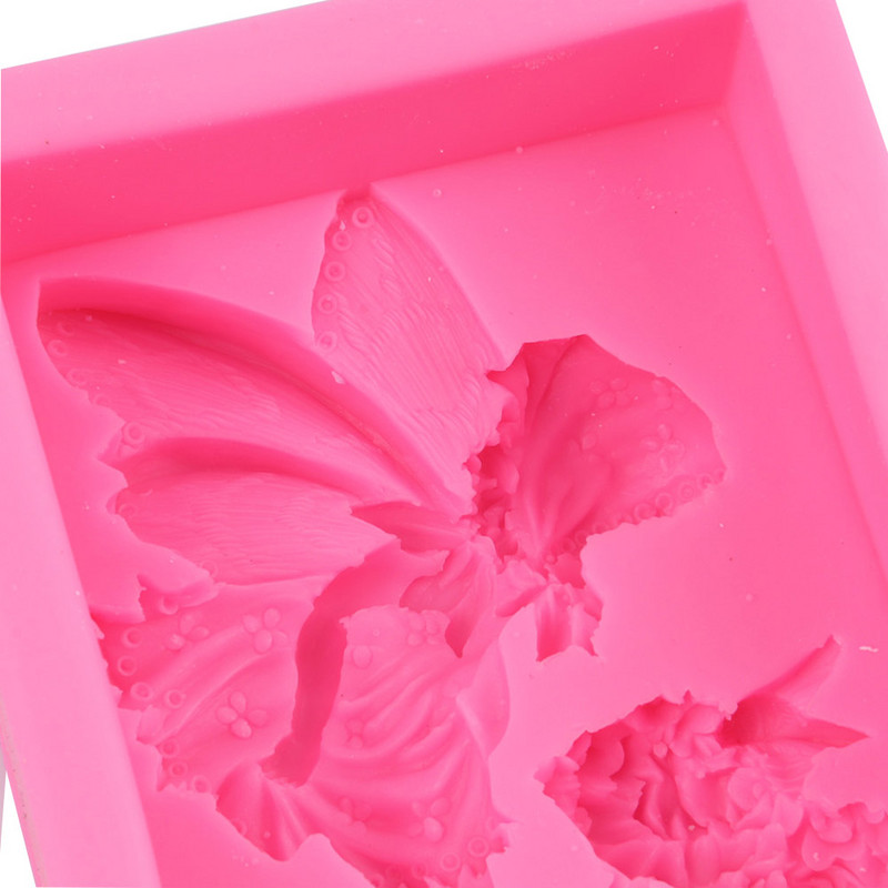 3D Flower Fairy Angel Silikona ziepju veidne Roku darbs Ziepju gatavošana DIY Aromterapija Ģipša Māksla Māla Amatniecība Kūkas gatavošana Šokolādes veidne