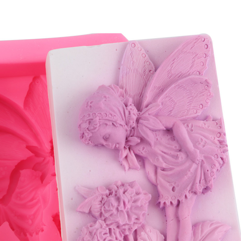 3D Flower Fairy Angel Silikona ziepju veidne Roku darbs Ziepju gatavošana DIY Aromterapija Ģipša Māksla Māla Amatniecība Kūkas gatavošana Šokolādes veidne