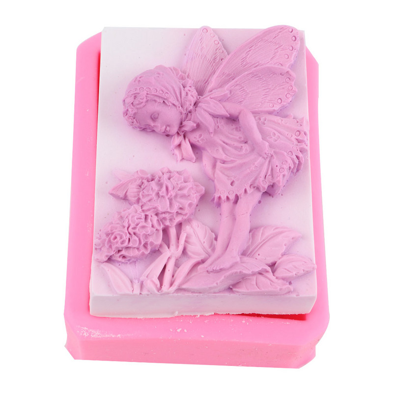 3D Flower Fairy Angel Silikona ziepju veidne Roku darbs Ziepju gatavošana DIY Aromterapija Ģipša Māksla Māla Amatniecība Kūkas gatavošana Šokolādes veidne