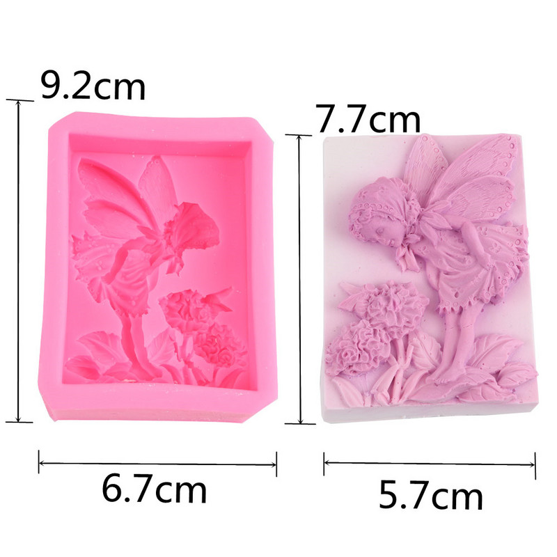 3D Flower Fairy Angel Silikona ziepju veidne Roku darbs Ziepju gatavošana DIY Aromterapija Ģipša Māksla Māla Amatniecība Kūkas gatavošana Šokolādes veidne