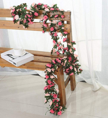 Γιρλάντα λουλουδιών 2,5 m Fake Rose Vine Τεχνητά λουλούδια Κρεμαστά τριαντάφυλλο κισσός Κρεμαστά καλάθια γάμου αψίδα διακόσμηση κήπου