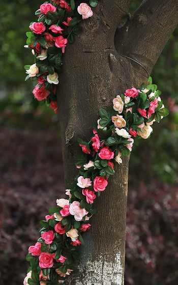 Γιρλάντα λουλουδιών 2,5 m Fake Rose Vine Τεχνητά λουλούδια Κρεμαστά τριαντάφυλλο κισσός Κρεμαστά καλάθια γάμου αψίδα διακόσμηση κήπου